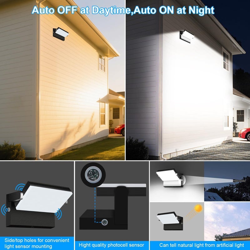 LEDMO 150W LED Outdoor Wall Pack Light with Dusk to Down Photocell 360° Rotatable Head Commercial Security Light 21000lm IP68 5000k Floodlight Fixtures for Yard Building Barn Warehouse Shop - Image 4